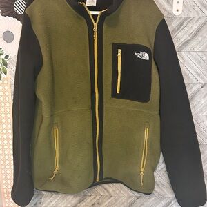 The North Face Green and Black Fleece with Gold Zipper